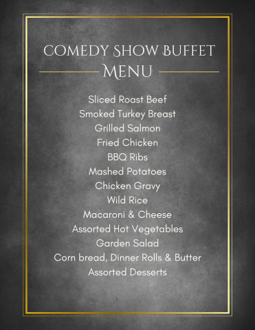 Comedy buffet menu